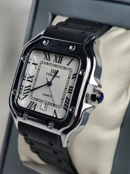 IIK Collection Black Strap Roman Dial Quartz Watch
